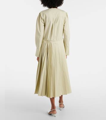 Pleated cotton poplin midi dress | Jil Sander