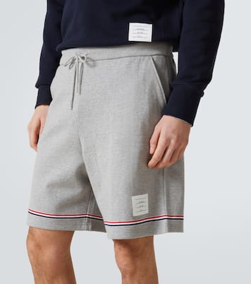 Striped mid-rise cotton shorts | Thom Browne