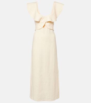 Ruffled linen midi dress | Johanna Ortiz