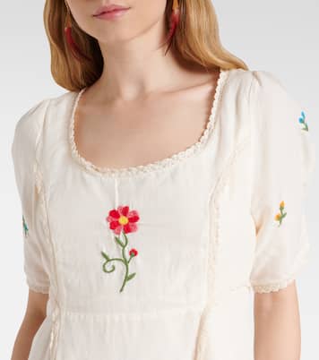 فستان قصير مطرز بطبعات الورود Marne | Rixo