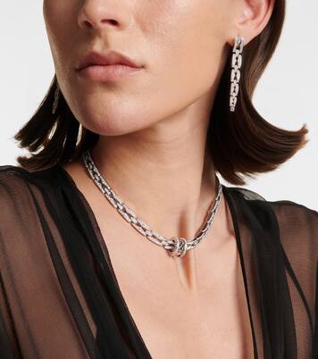 B.Zero1 18kt white gold drop earrings with diamonds | Bvlgari