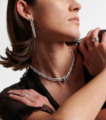 B.Zero1 18kt white gold drop earrings with diamonds | Bvlgari