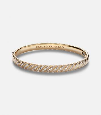 Sculpted Cable 18kt gold bangle with diamonds | David Yurman