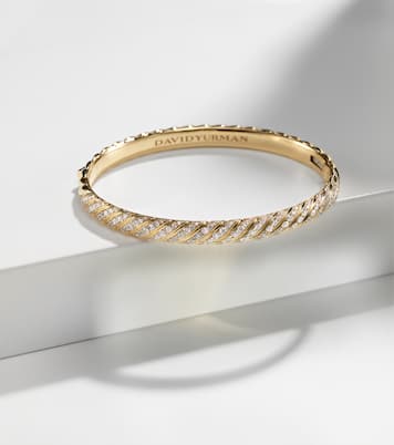 Sculpted Cable 18kt gold bangle with diamonds | David Yurman