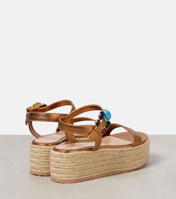 Metallic leather platform espadrilles | Gianvito Rossi