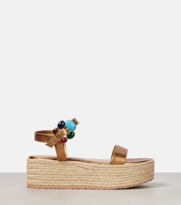 Metallic leather platform espadrilles | Gianvito Rossi