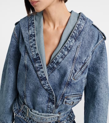 Giacca di jeans con cappuccio e cintura | Alaïa