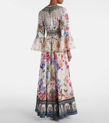 Maxikleid aus Seide mit Kristallen | Camilla