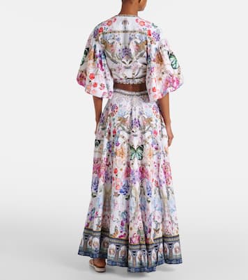 Crystal-embellished linen maxi skirt | Camilla