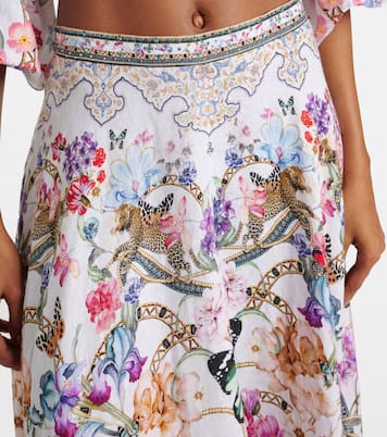 Crystal-embellished linen maxi skirt | Camilla