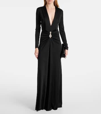 Abito lungo in velluto con cristalli | Victoria Beckham