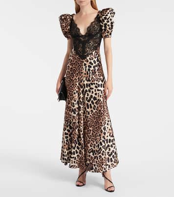 Maxikleid aus Seidensatin mit Spitze | Rodarte