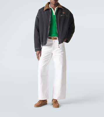 Corduroy-trimmed denim blouson jacket | Miu Miu