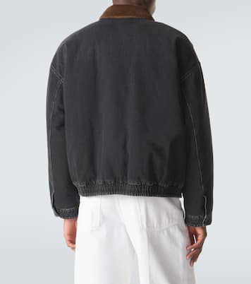 Corduroy-trimmed denim blouson jacket | Miu Miu