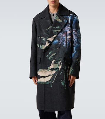 Double-breasted printed jacquard coat | Dries Van Noten
