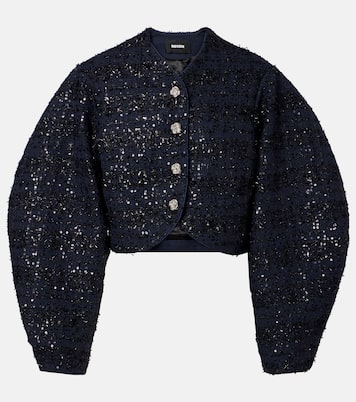Sequined cropped bouclé jacket | Rotate