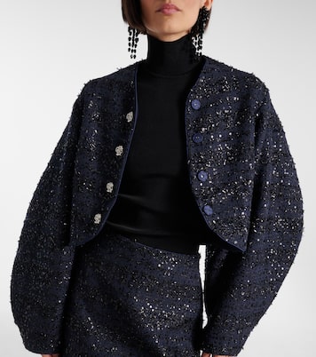 Sequined cropped bouclé jacket | Rotate