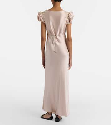 Lace-trimmed silk satin maxi dress | Chloé