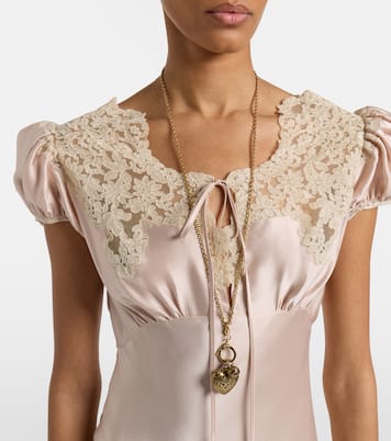 Lace-trimmed silk satin maxi dress | Chloé