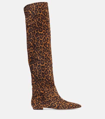 Bottes en daim à motif léopard  | Gianvito Rossi