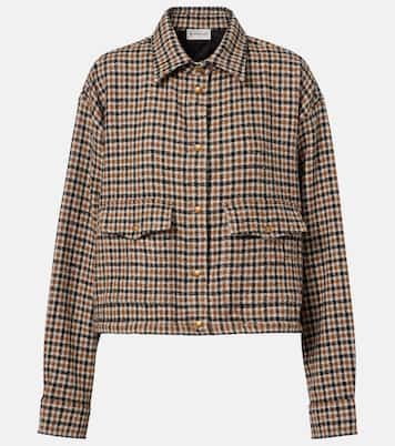 Checked cropped wool-blend jacket | Moncler