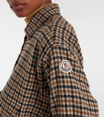 Checked cropped wool-blend jacket | Moncler