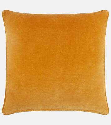 Embroidered cotton velvet cushion | Les-Ottomans