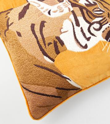 Embroidered cotton velvet cushion | Les-Ottomans