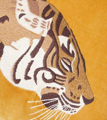 Embroidered cotton velvet cushion | Les-Ottomans