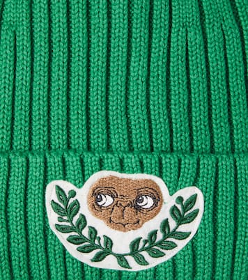 x E.T. ribbed-knit cotton beanie | Mini Rodini