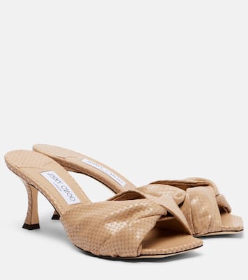 Skye Twist snake-effect leather mules | Jimmy Choo