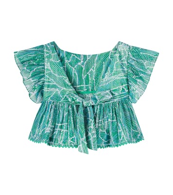 Cycas printed ruffled cotton-blend top | Poupette St Barth Kids
