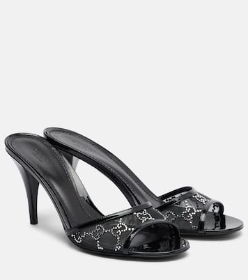 Erin GG embellished leather-trimmed mules | Gucci