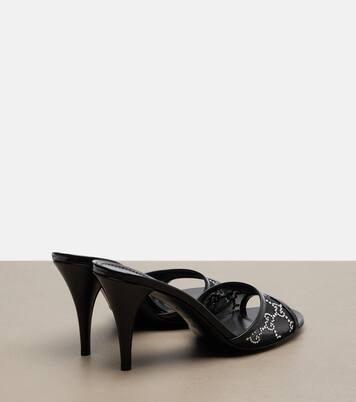 Erin GG embellished leather-trimmed mules | Gucci