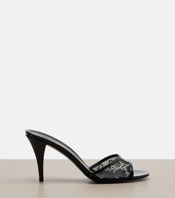 Erin GG embellished leather-trimmed mules | Gucci