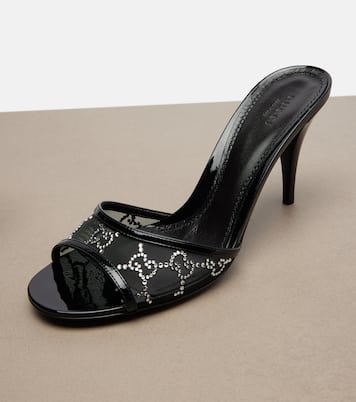 Erin GG embellished leather-trimmed mules | Gucci