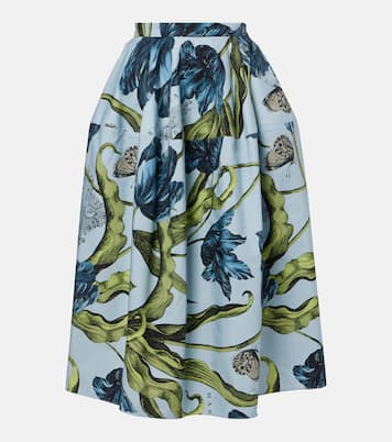 Floral cotton poplin midi skirt | Erdem