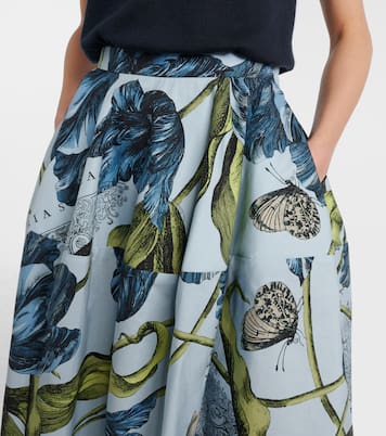 Floral cotton poplin midi skirt | Erdem