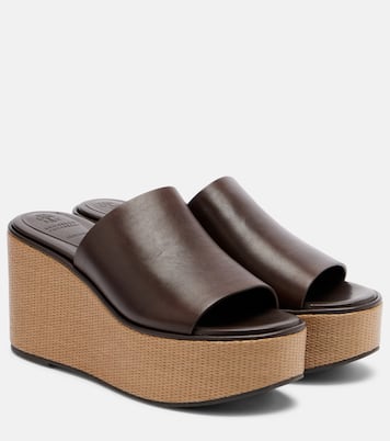 Leather wedge sandals | Brunello Cucinelli