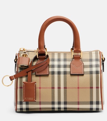 Burberry Check leather-trimmed bowling bag | Burberry