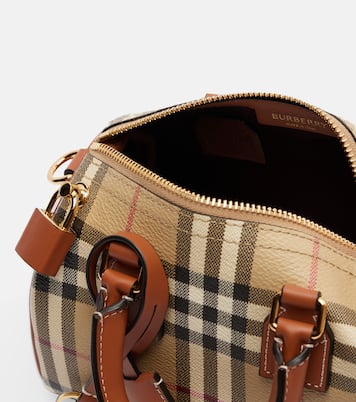 Burberry Check leather-trimmed bowling bag | Burberry