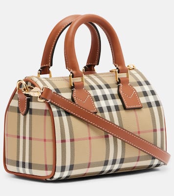 Burberry Check leather-trimmed bowling bag | Burberry
