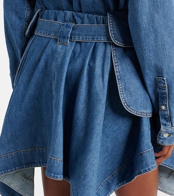 Minigonna Double L in denim con cintura | Loewe