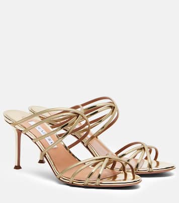 Tell Me mirrored leather mules | Aquazzura