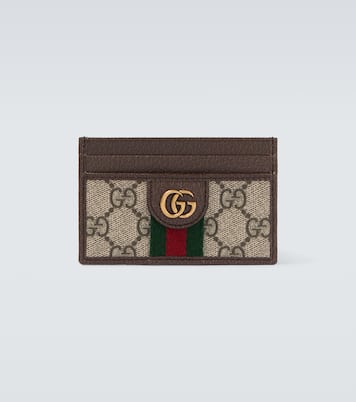 Ophidia leather-trimmed card case | Gucci