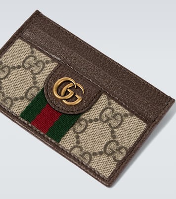 Ophidia leather-trimmed card case | Gucci