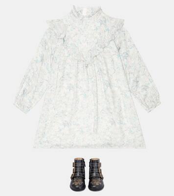 Floral-printed ruffled dress | Chloé Kids