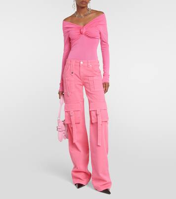 Low-Rise-Cargohose aus Denim | Blumarine