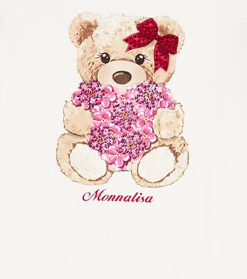 Tulle-trimmed printed cotton dress | Monnalisa