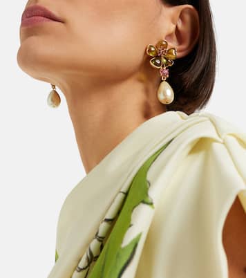 Floral embellished drop earrings | Oscar de la Renta